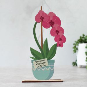 Personalised Wooden Card, Orchids
