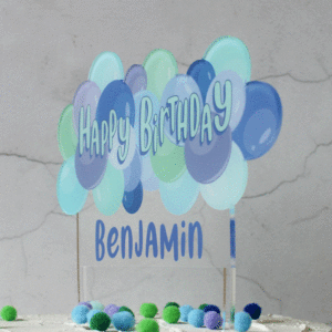 Personalised Balloon Cake Topper, Blue
