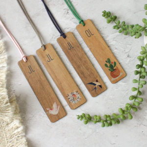 Personalised Bird and Plant Bookmark with Initials