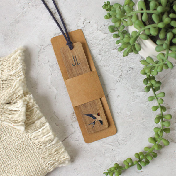 Personalised Bird and Plant Bookmark with Initials